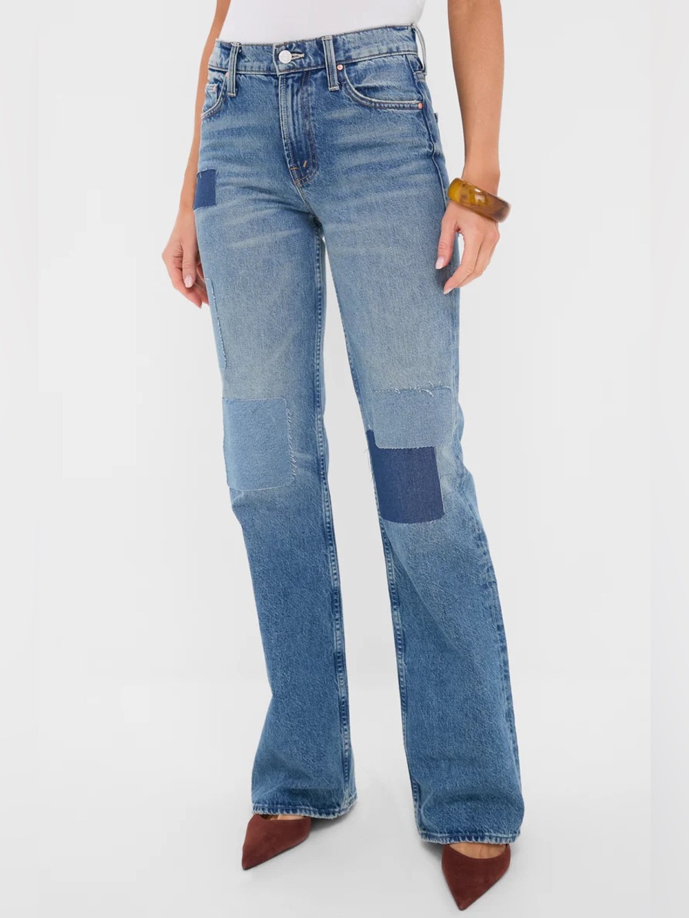 NWT MOTHER SUPERIOR Jeans Bookie Heel Ironing Things Out Blue Size 30
